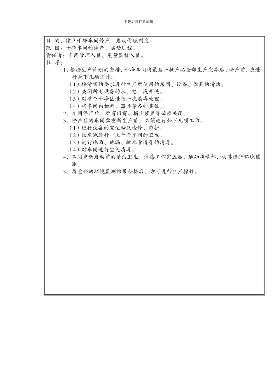 GMP车间停产、启动管理制度_第2页