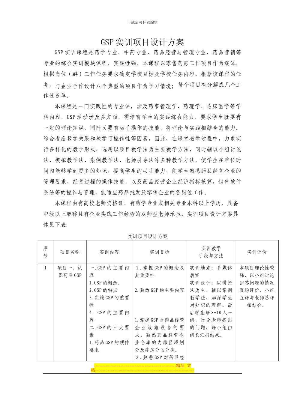 GSP实训项目设计方案_第1页