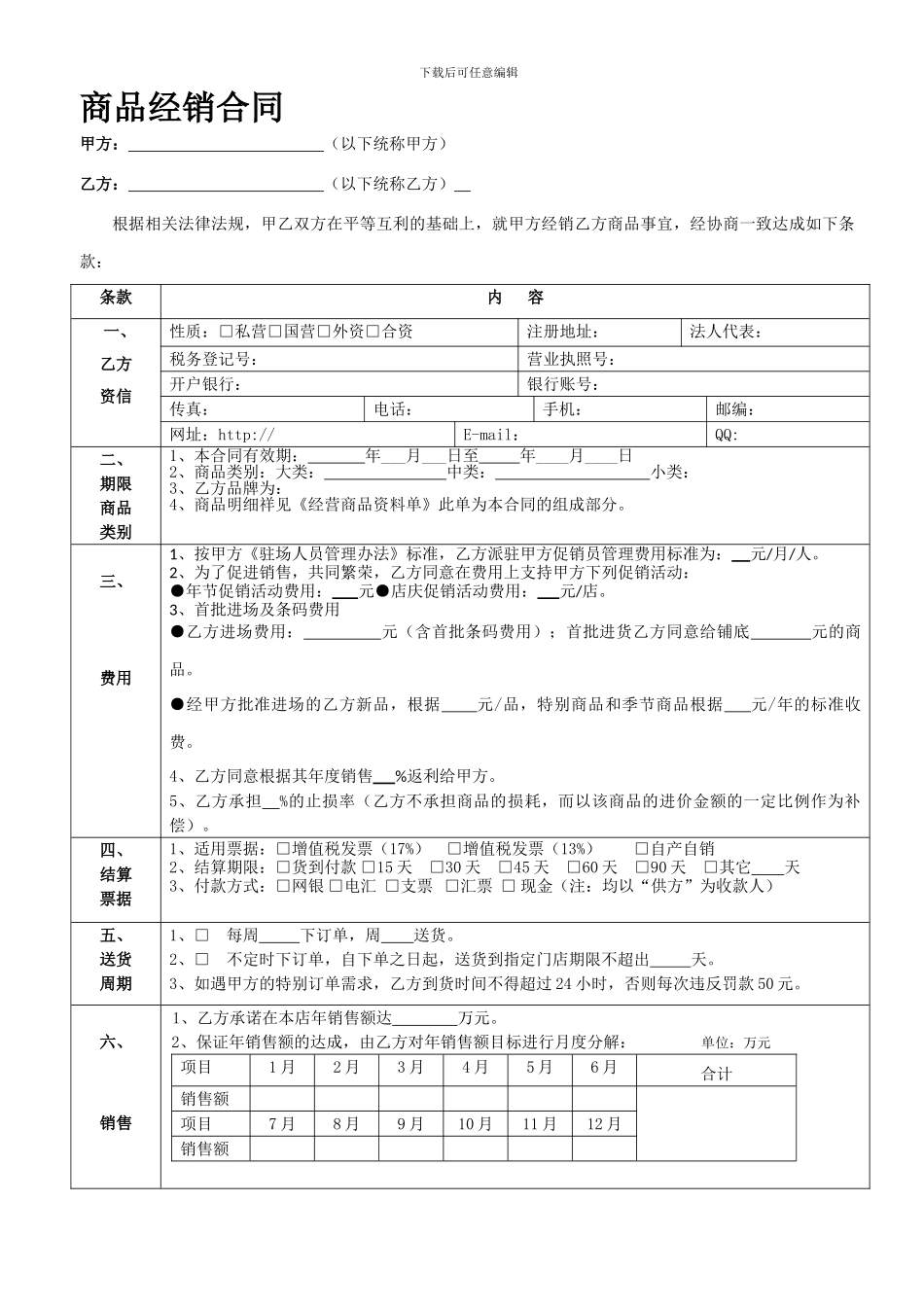 h2024最新商场经销合同_第1页
