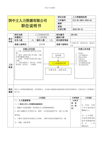 HR经理岗位职责