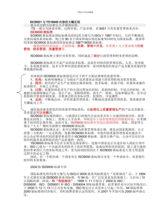 ISO9001与TS16949内容的大概区别