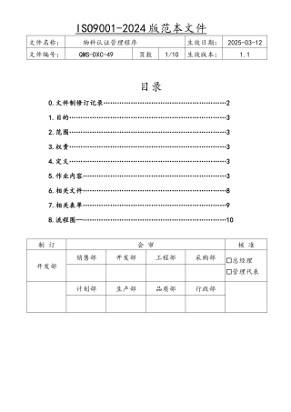 ISO9001物料认证管理程序