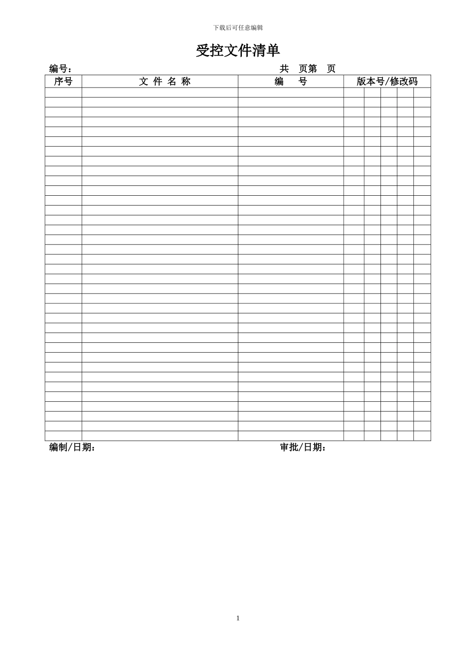 ISO9001全套表格清单_第1页
