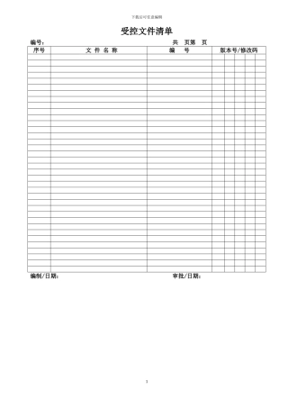 ISO9001全套表格清单