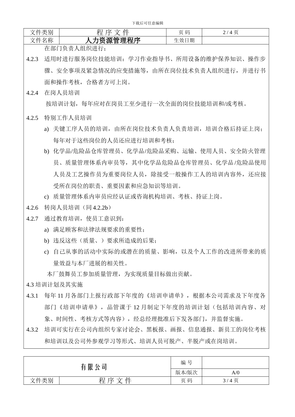 ISO9001程序及流程图人力资源管理控制程序_第2页