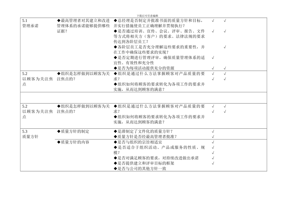 iso9001质量管理体系审核检查表_第2页