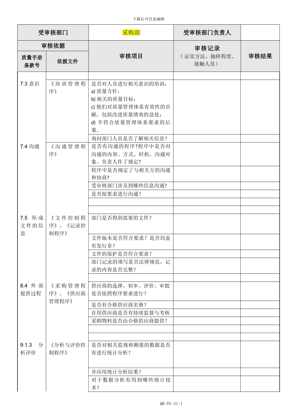 ISO内部审核检查表_第2页
