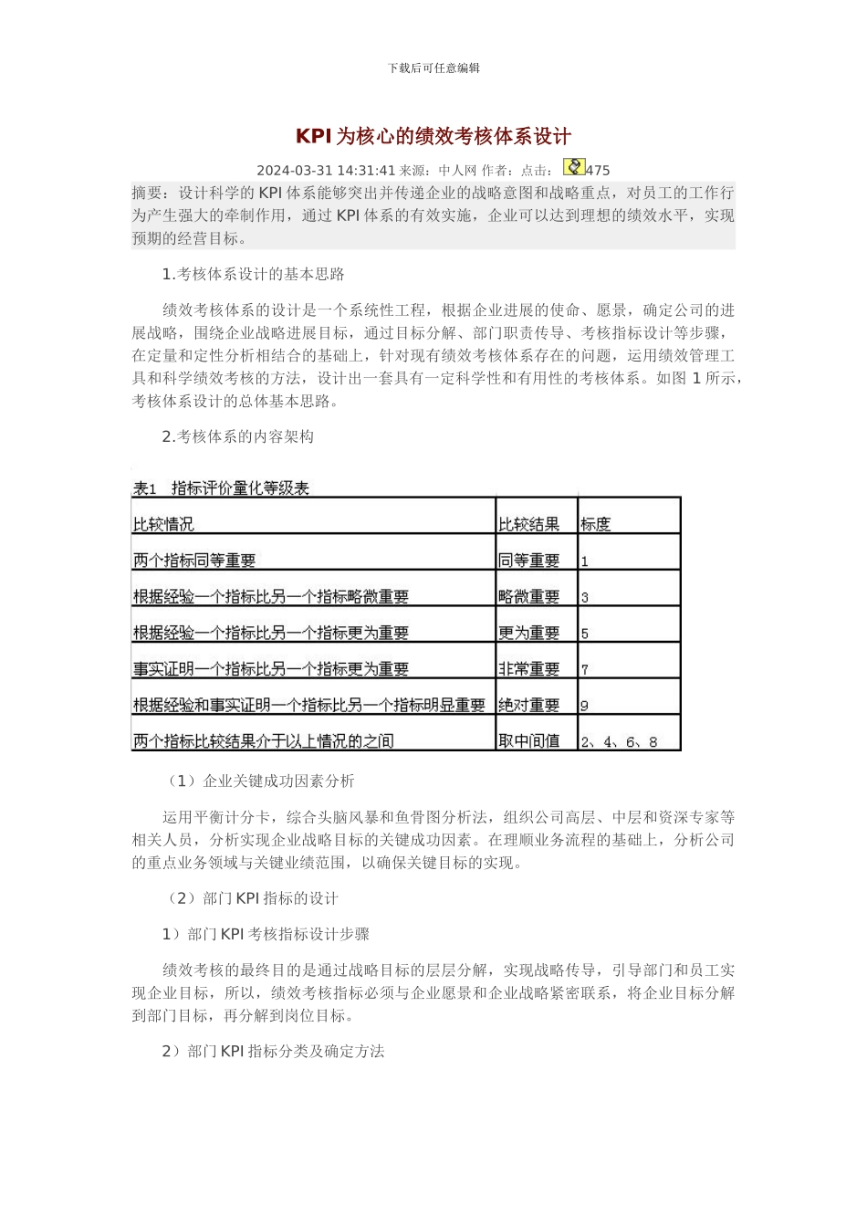 KPI为核心的绩效考核体系设计_第1页