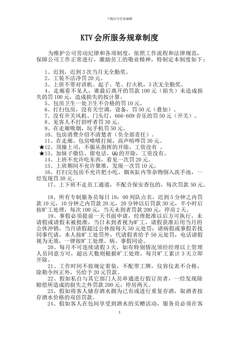 KTV会所服务规章制度_第1页
