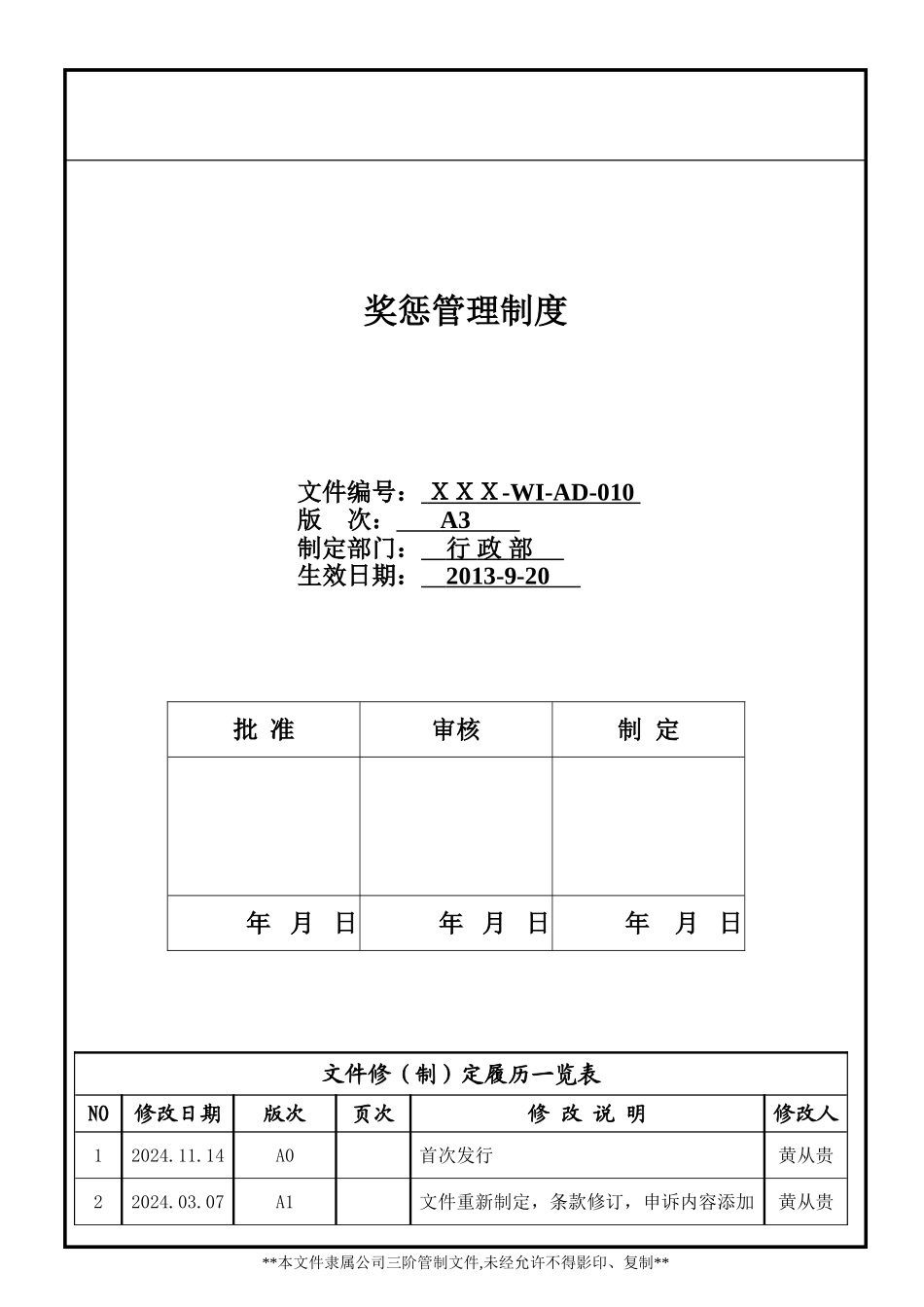 KSD-WI-AD-010-奖惩管理制定_第1页