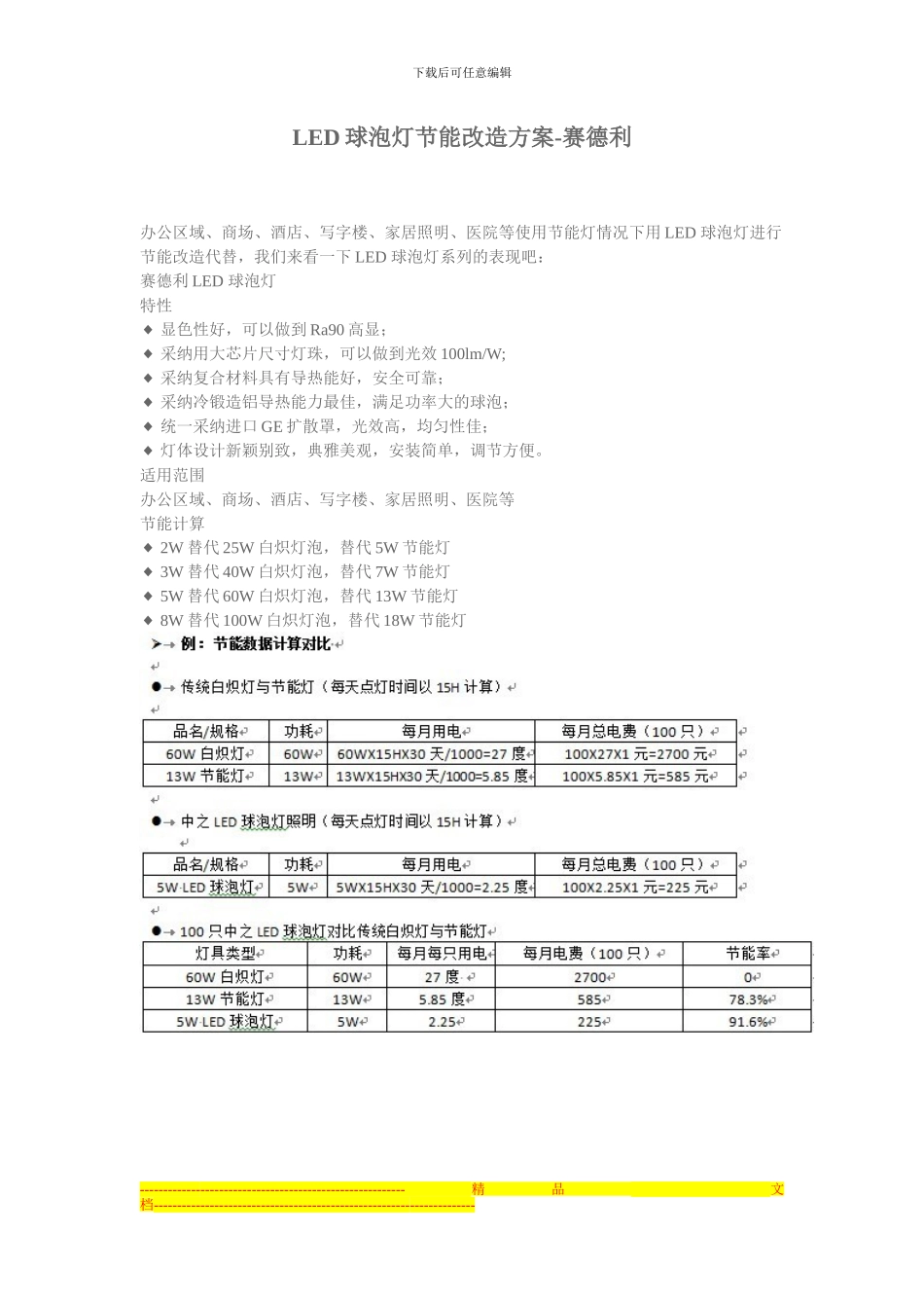 LED球泡灯节能改造方案-赛德利_第1页