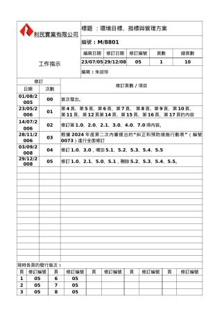 M8801环境目标、指标与管理方案2024