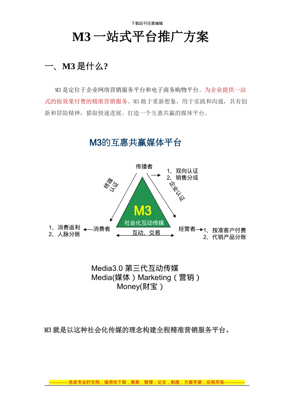 M3一站式网络营销解决方案_第1页