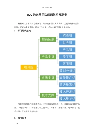 O2O运营团队组织架构及职责