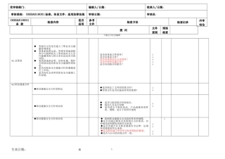 OHSAS18001标准职业健康安全内审检查表