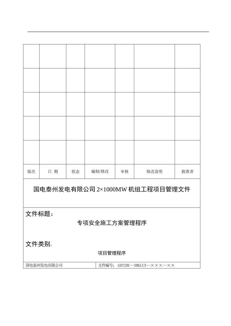 OK泰州电厂专项安全施工方案管理程序_第1页