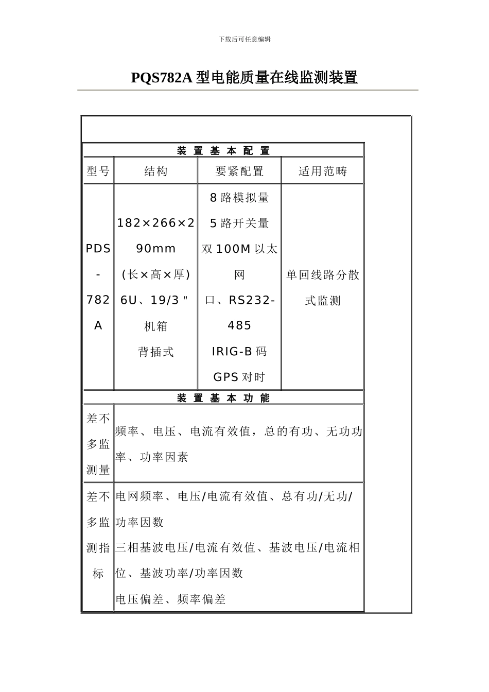 PQS782A型电能质量在线监测装置_第1页