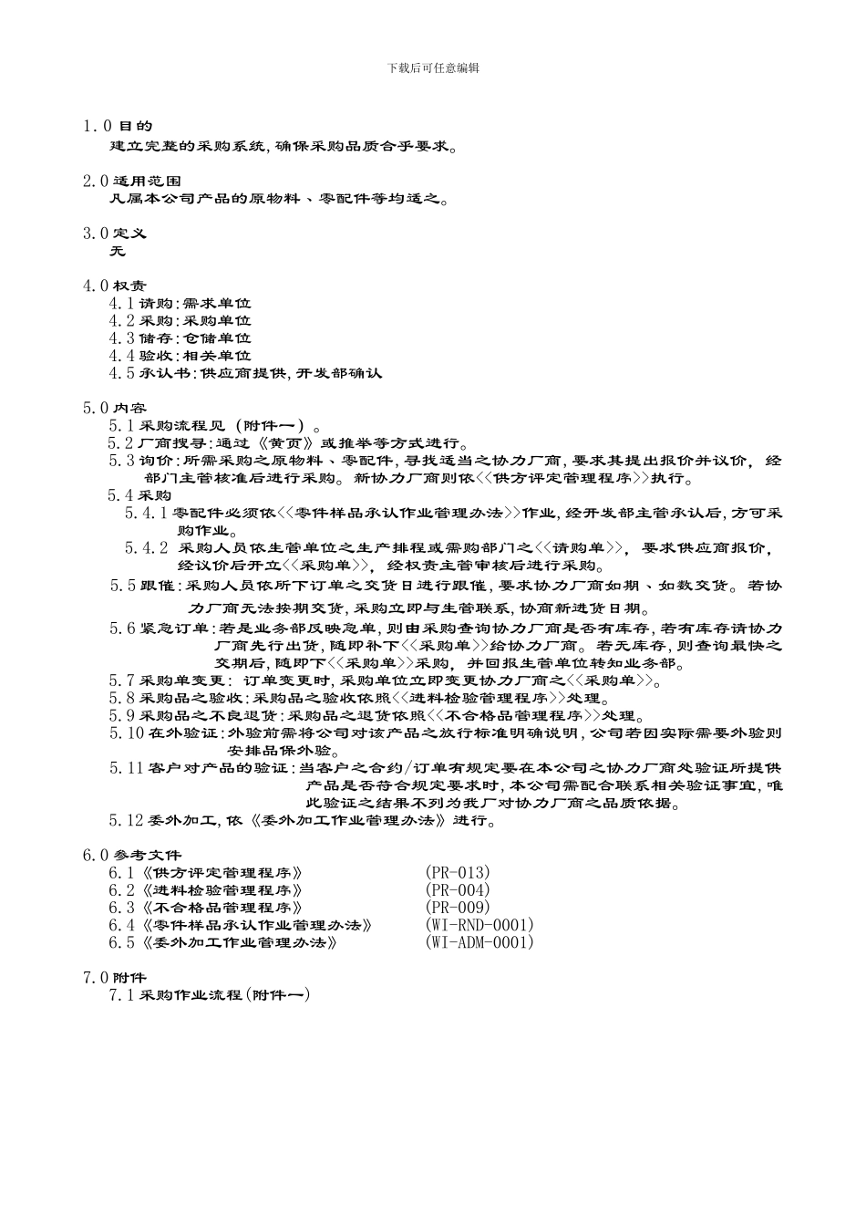 PR-012采购管理程序_第1页