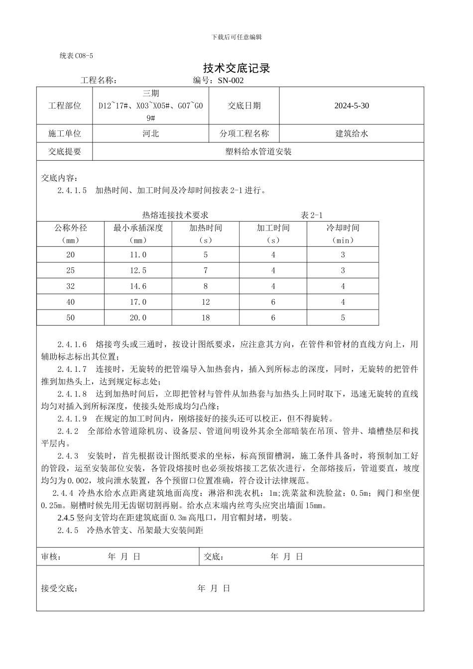 PPR给水管道安装技术交底_第2页