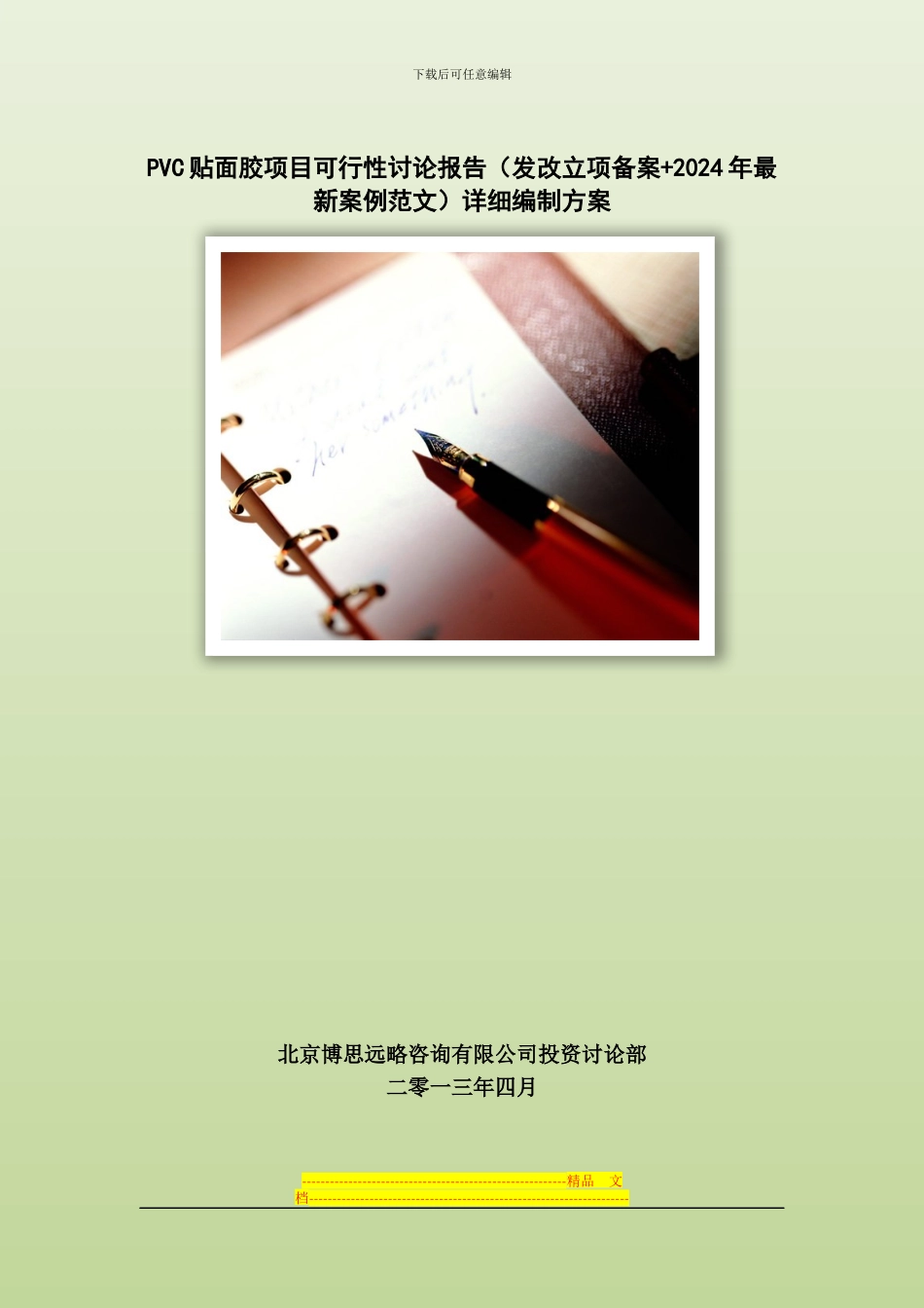 PVC贴面胶项目可行性研究报告详细编制方案_第1页