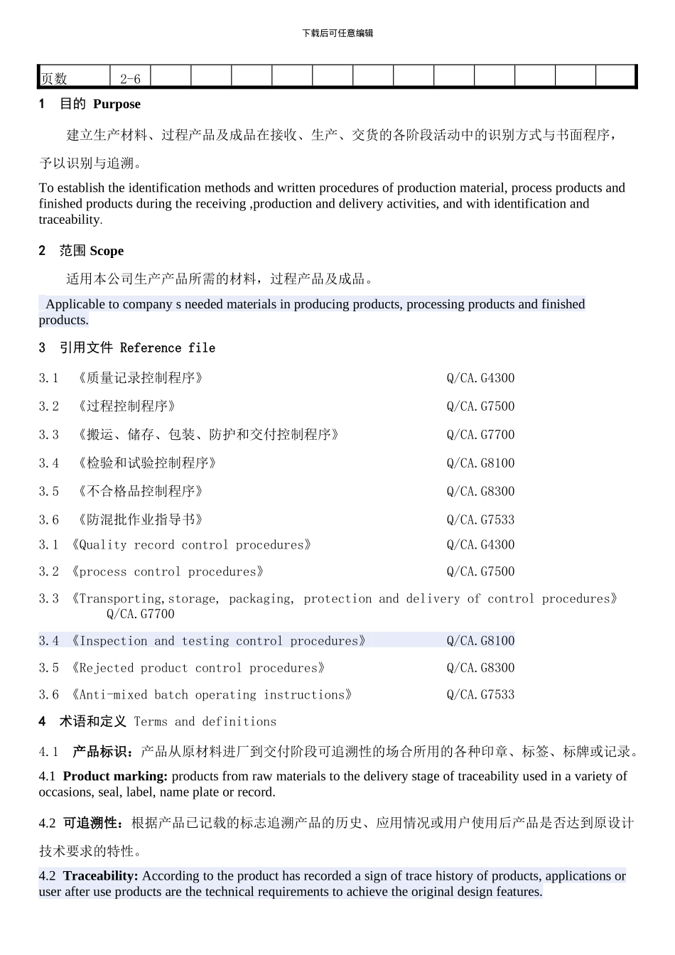 QCA-G7B00-产品标识和可追溯性控制程序y_第2页