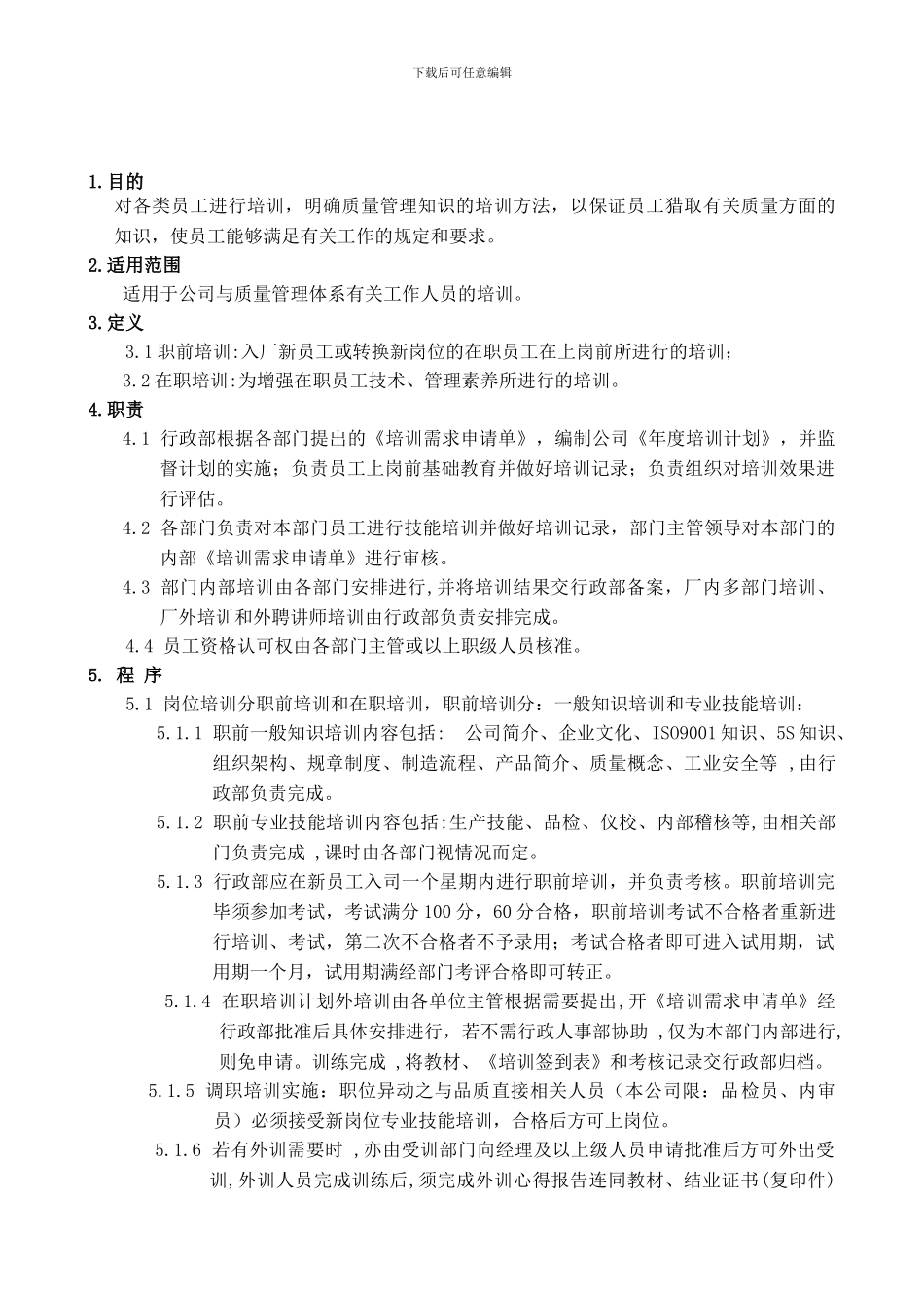 QR-QP-004-人力资源控制程序_第1页