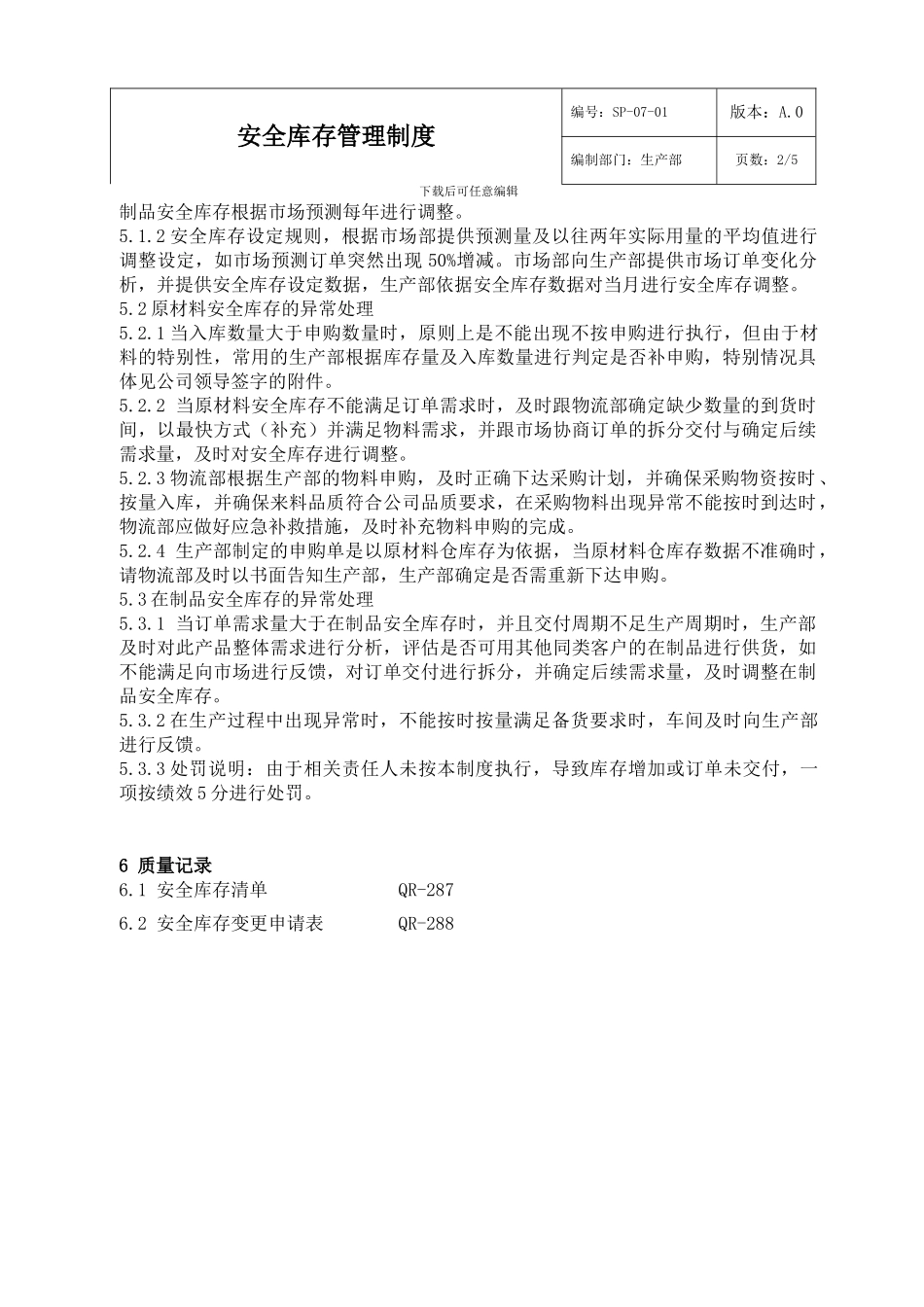 SP-07-01安全库存管理制度-A.0_第2页