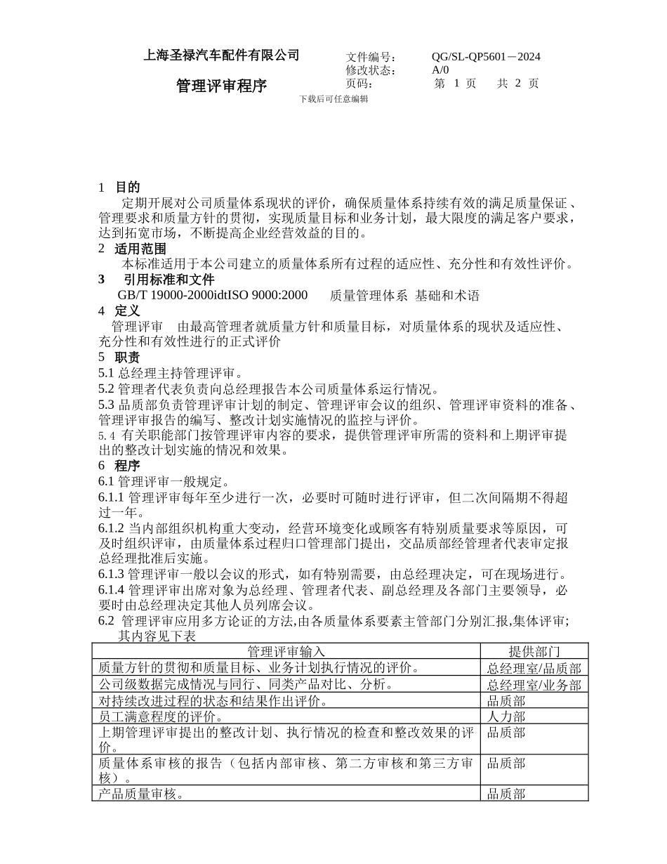 TS16949-5601管理评审程序_第1页