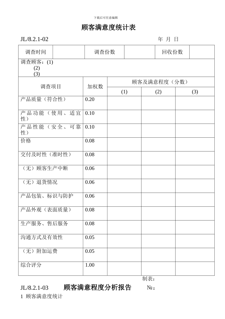 TS16949顾客满意程度调查表_第2页