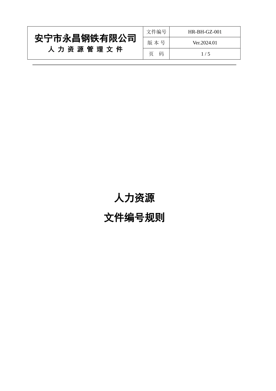 TTC人力资源文件编号规则_第1页