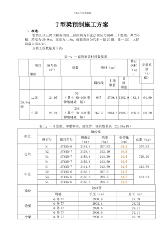 T型梁预制施工方案