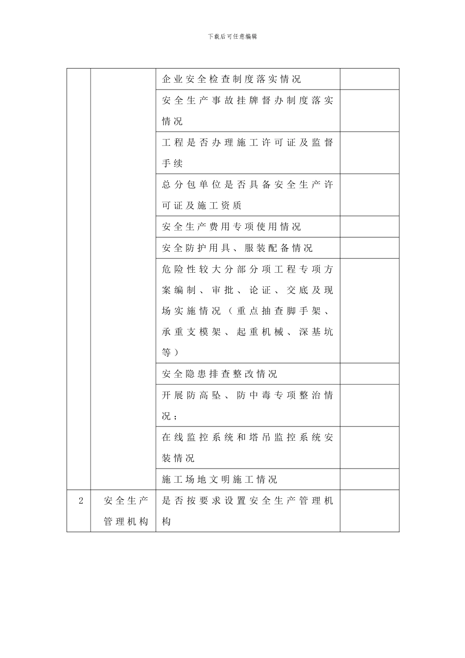 t建设工程安全生产检查表_第2页