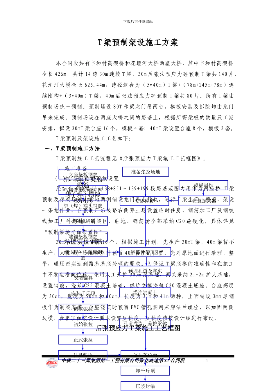 T梁预制架设施工方案_第1页