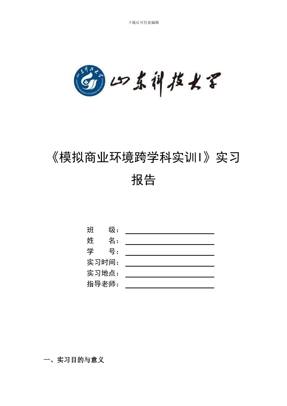 VBSE实习报告--财务类模板_第1页