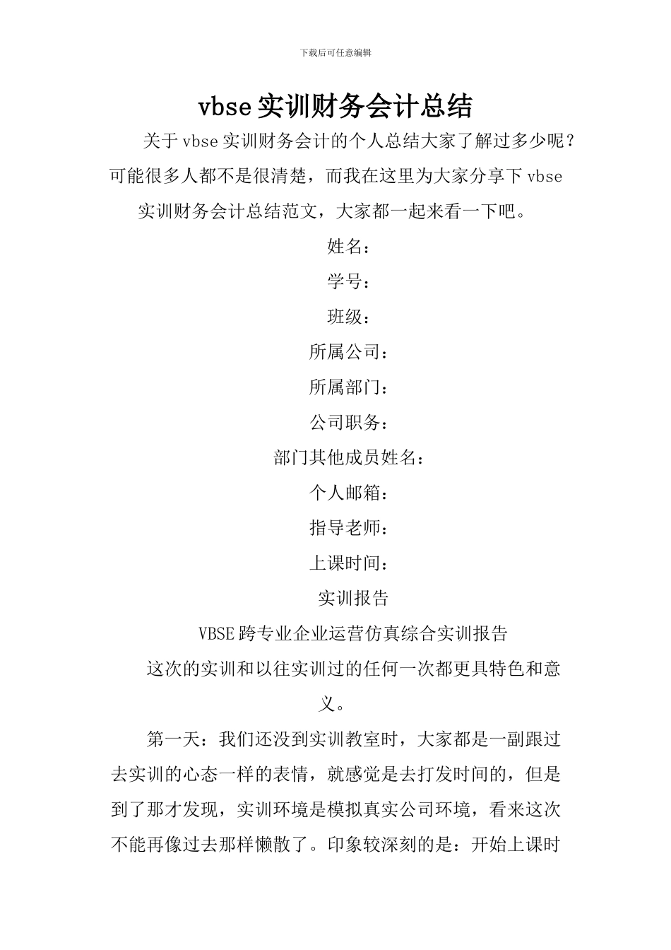 vbse实训财务会计总结_第1页
