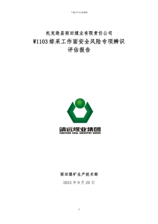 W1103综采工作面安全风险辨识评估报告