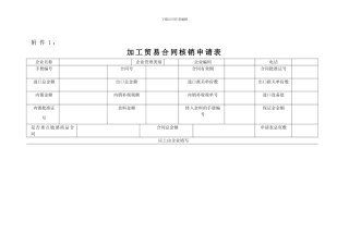 w2024最新加工贸易合同核销申请表