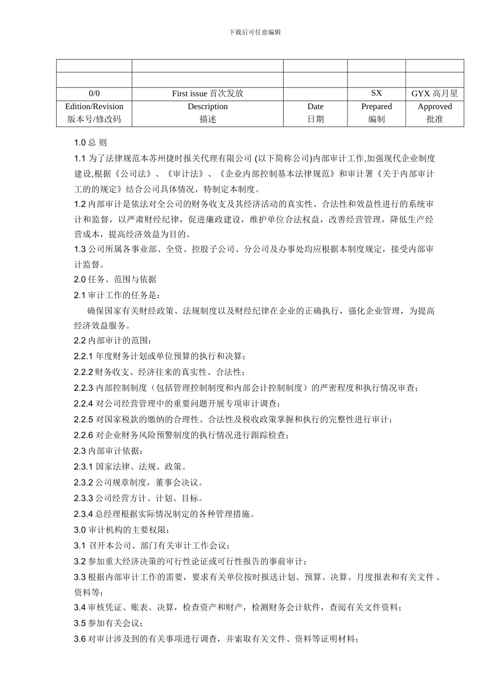 WI-M04-Rev.0-捷时报关内部审计制度_第2页