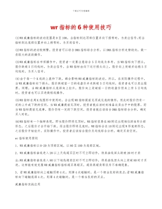 wr指标的6种使用技巧