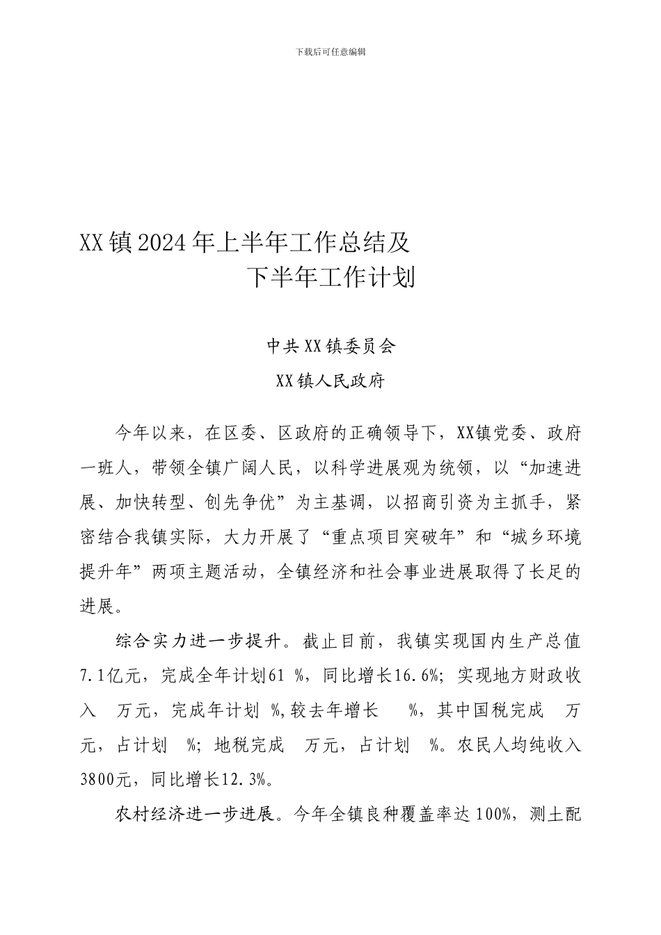 xxx2024年上半年工作总结及下半年工作计划_第1页