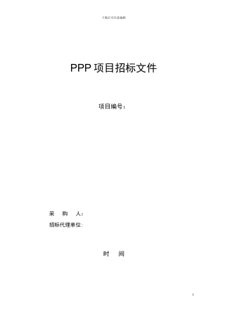 XXXPPP项目社会资本招标文件