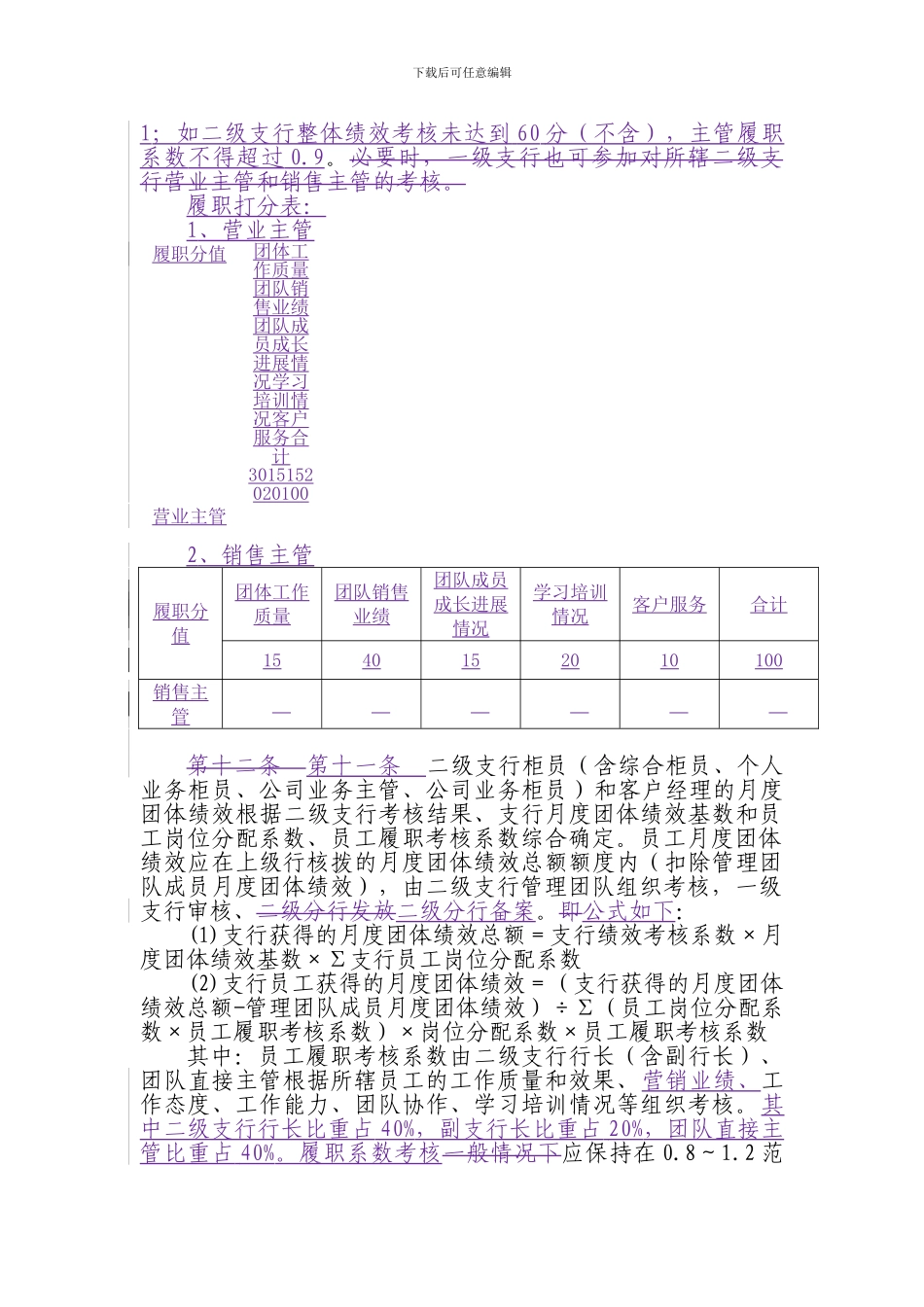 xxxxxxx支行员工绩效薪酬考核实施细则_第3页