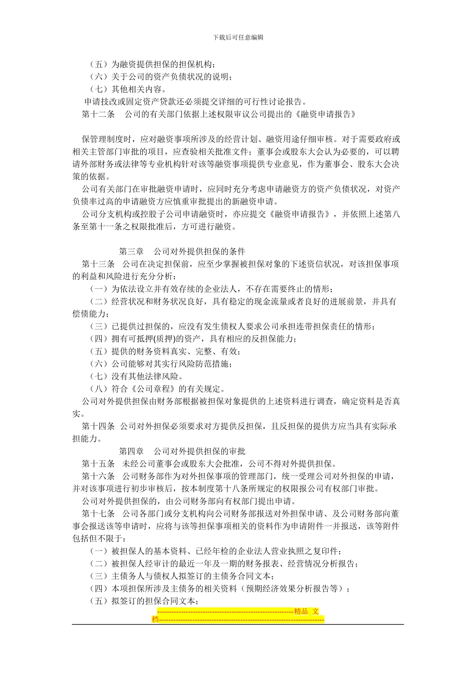 XXXX股份有限公司融资与对外担保管理制度_第2页