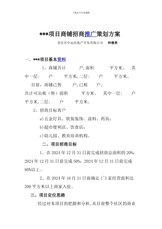 XXXX项目商铺招商策划方案2024-1-22
