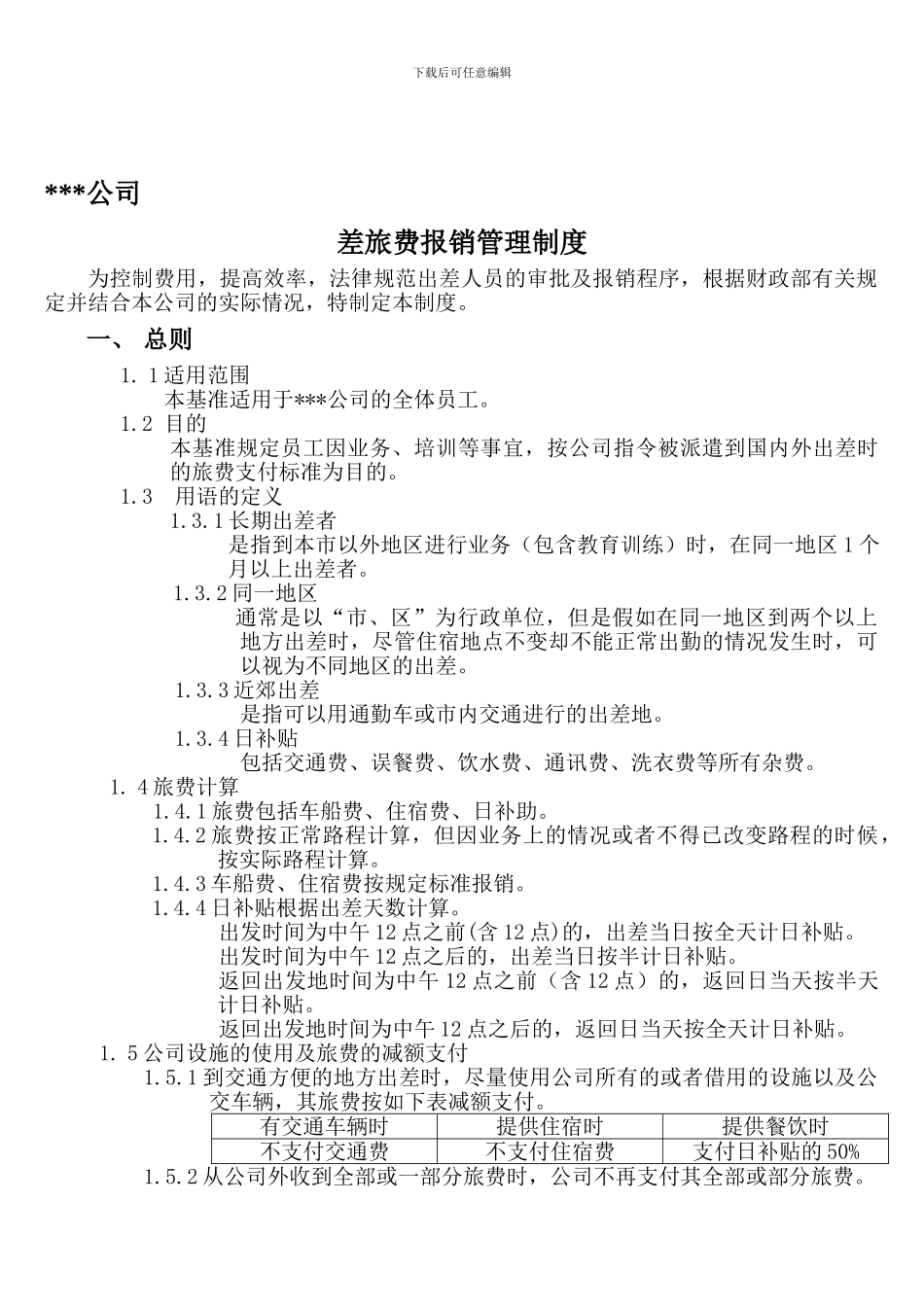 XXX公司差旅费报销管理制度_第1页