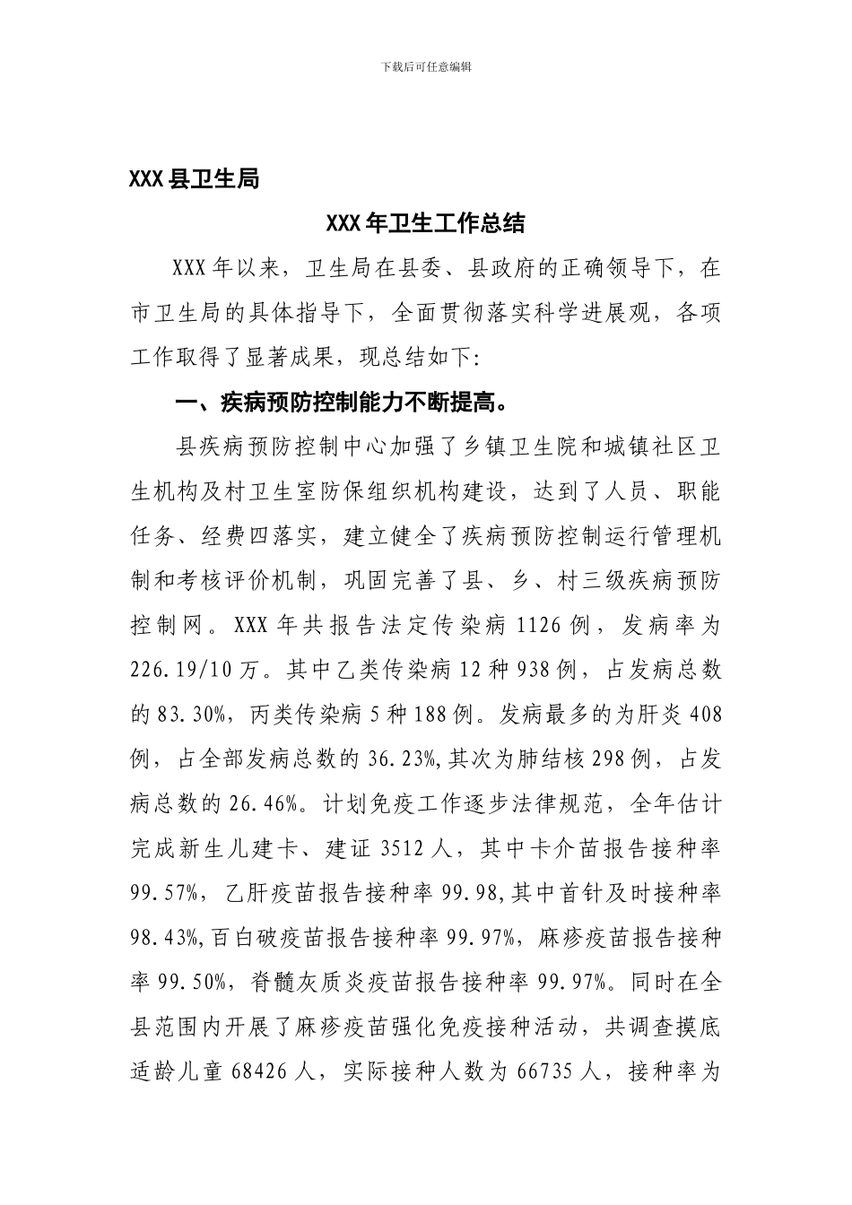 XXX县卫生局工作总结_第1页