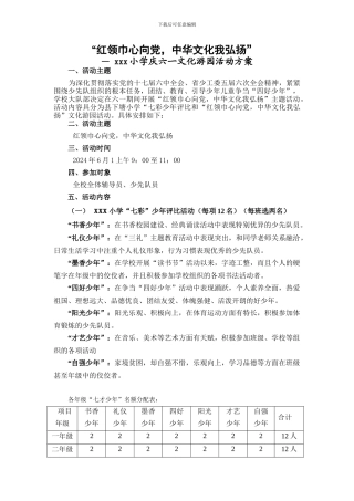 xxx小学庆六一活动方案