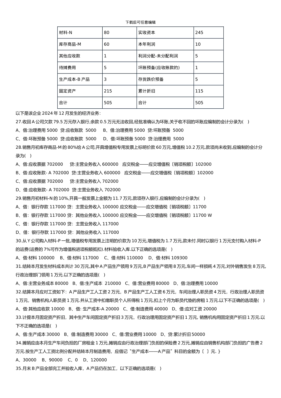 XXX年下半年深圳会计资格考试《会计基础》模拟试题一二及其答案_第3页