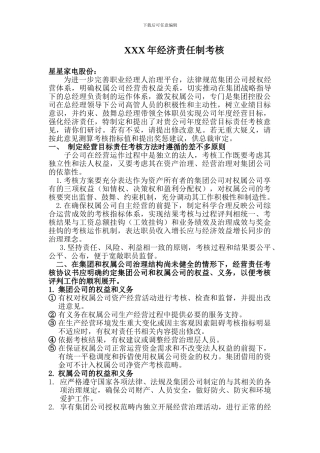 XXX年经济责任制考核