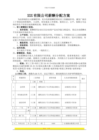 xxx有限公司薪酬分配方案